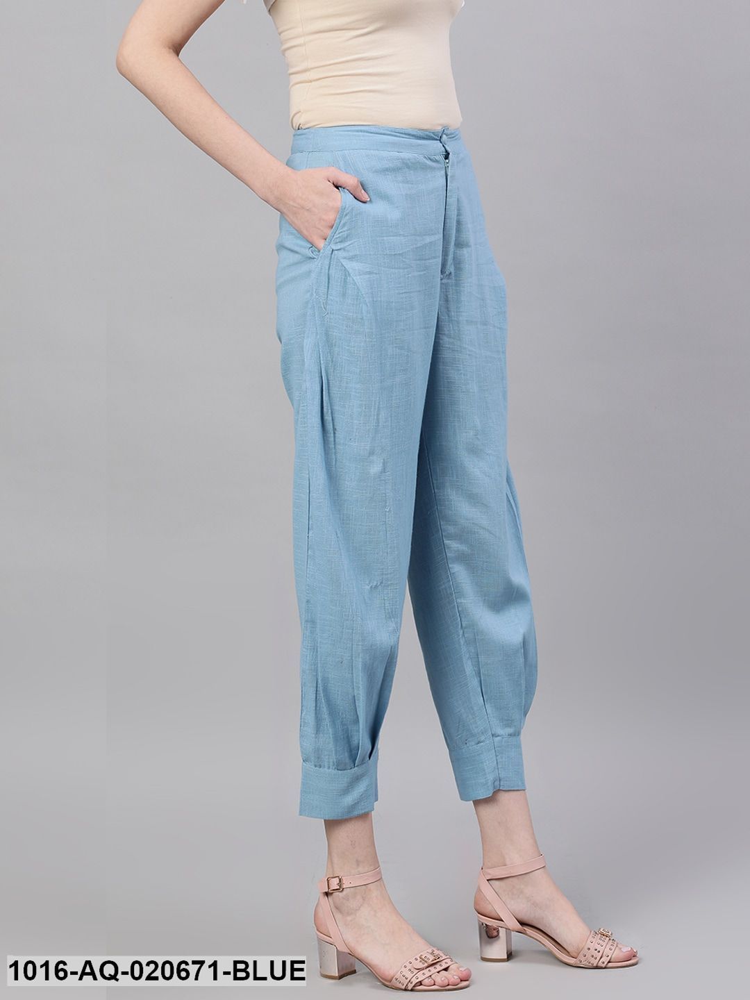 Blue Regular Fit Solid Joggers