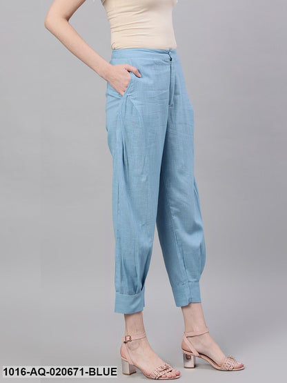 Blue Regular Fit Solid Joggers