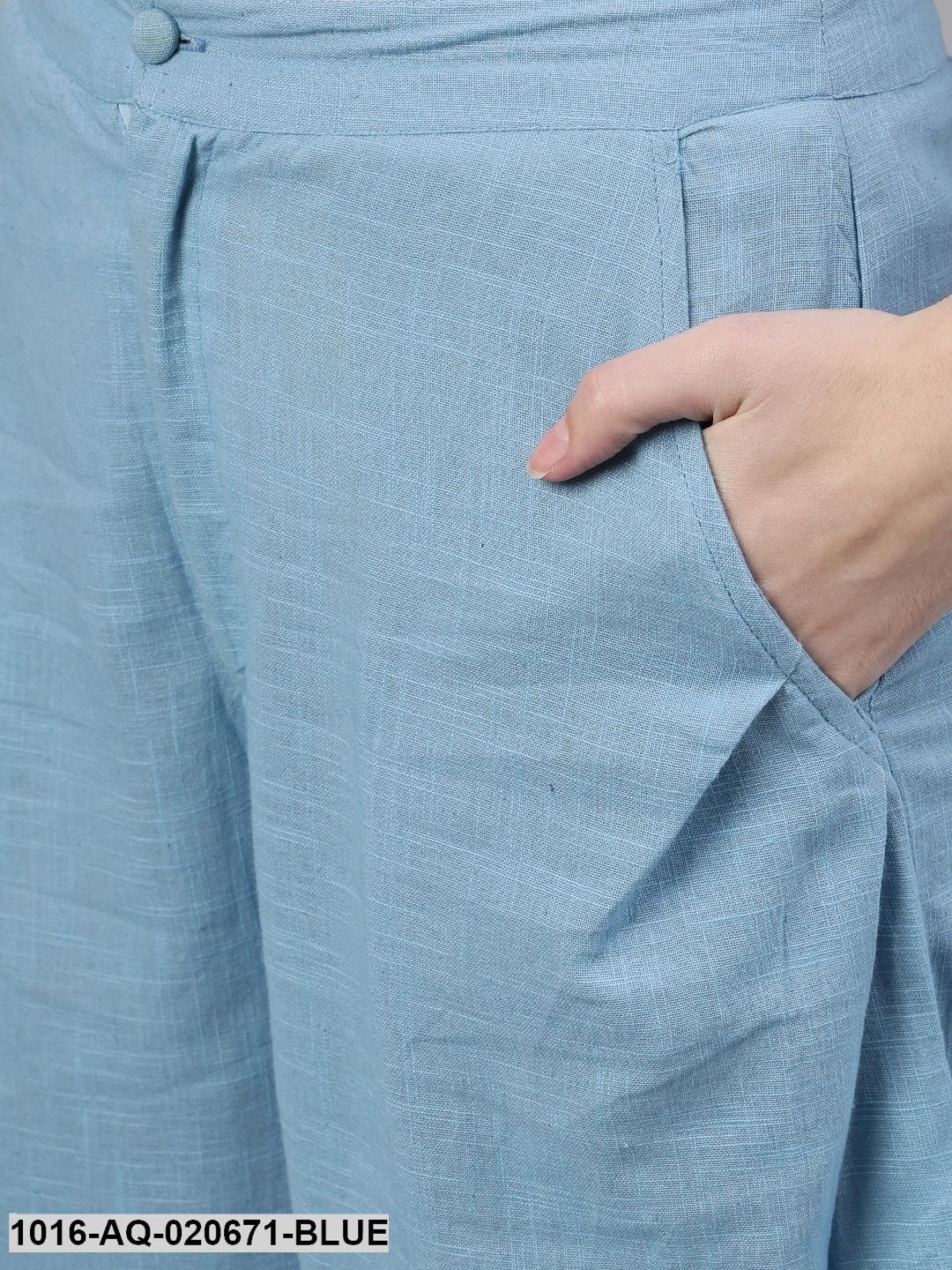 Blue Regular Fit Solid Joggers