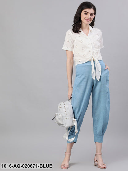 Blue Regular Fit Solid Joggers