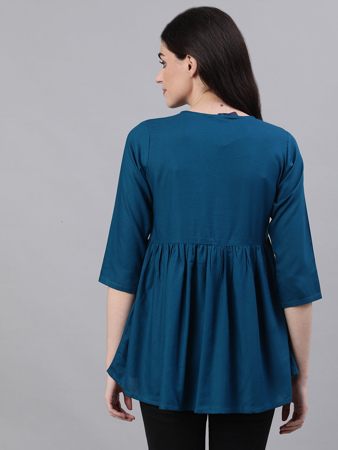 Navy Blue Solid A-line Tunic