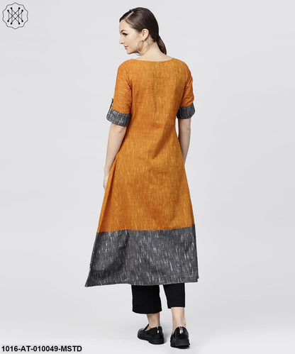 Multi Colored Kurta With Round Neck And 3/4 Sleeves