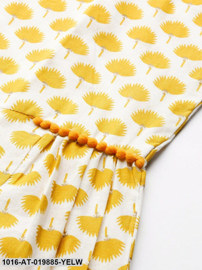 Yellow & Golden Ethic Motifs Print Straight Kurta