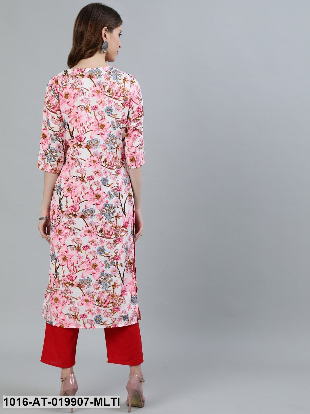 Multi Floral Printed Crepe Kurta