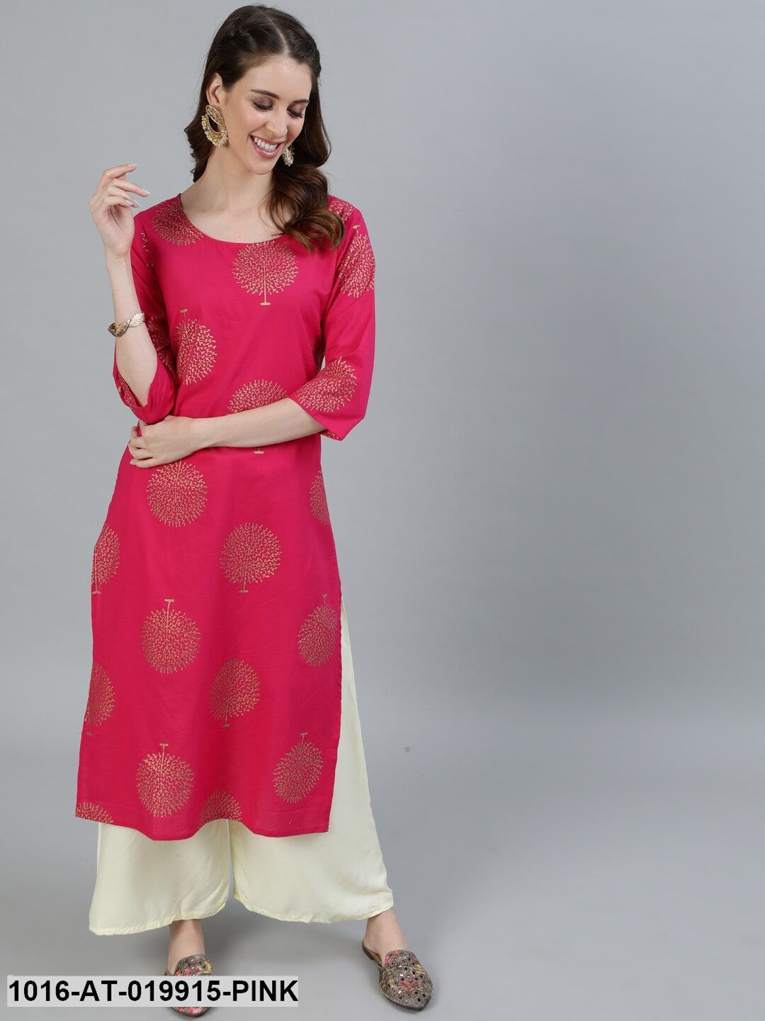 Pink Ethnic Motifs Printed Kurta