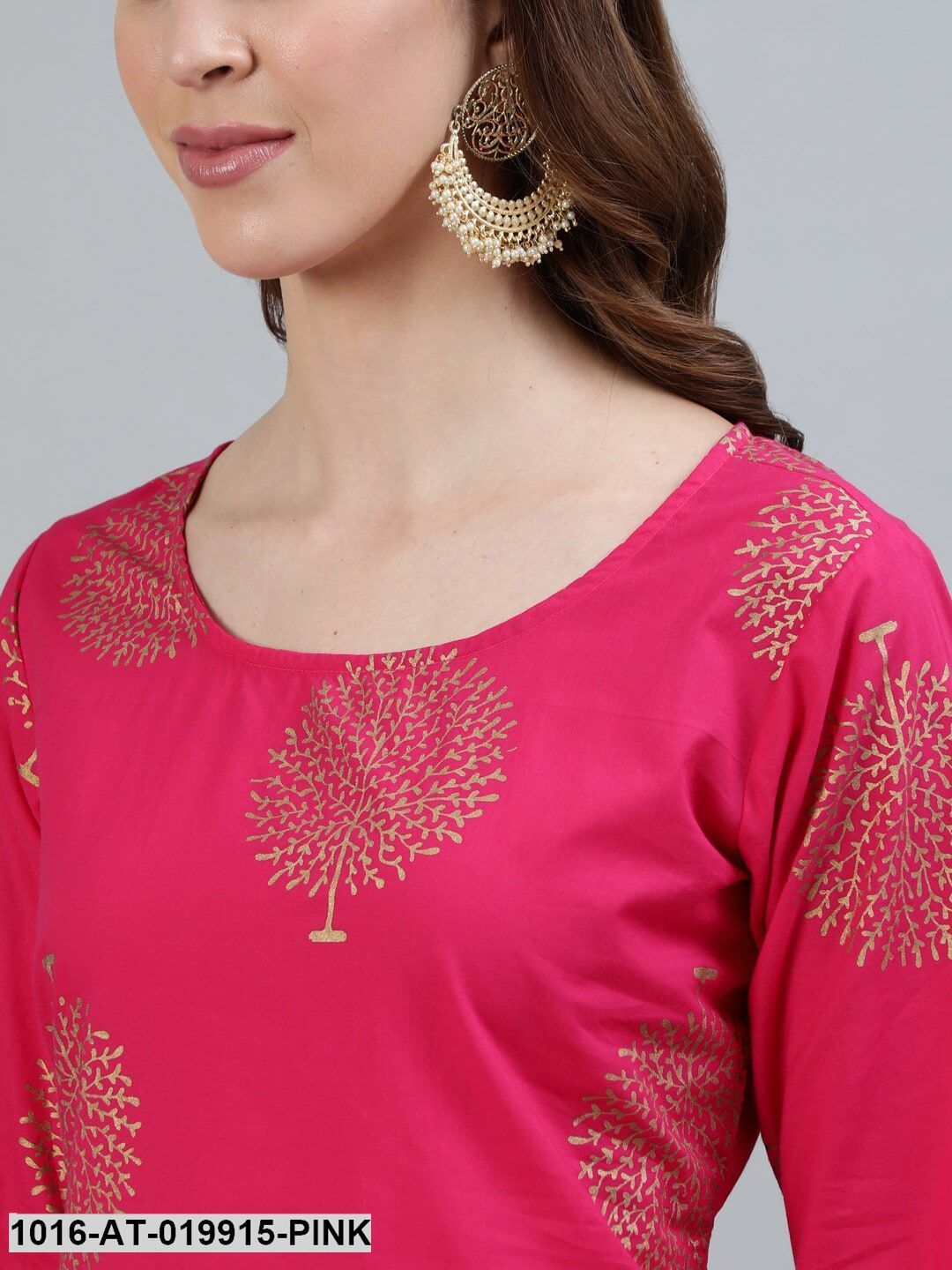 Pink Ethnic Motifs Printed Kurta