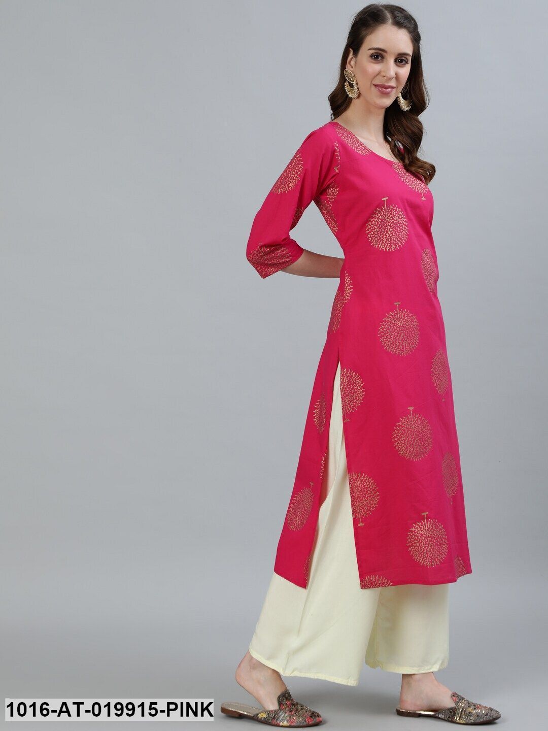 Pink Ethnic Motifs Printed Kurta