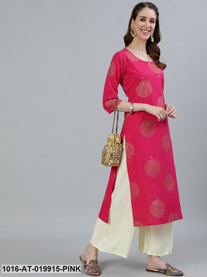 Pink Ethnic Motifs Printed Kurta