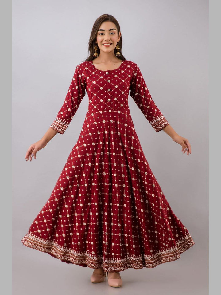 Women Cotton Printed Flared Kurta