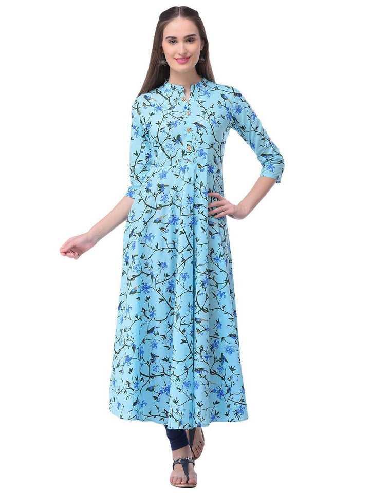 Women Cotton Printed Flared Kurta