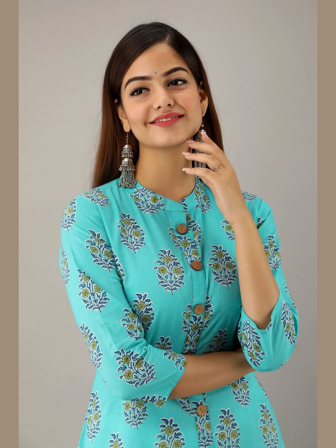 Women Cotton Printed Flared Kurta