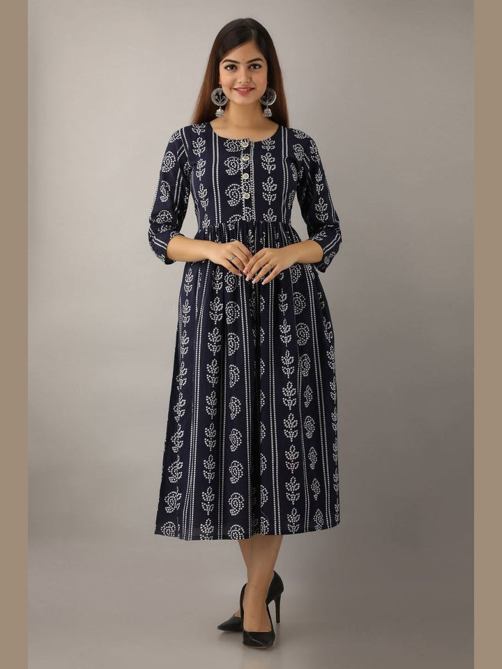 Women Cotton Printed Flared Kurta