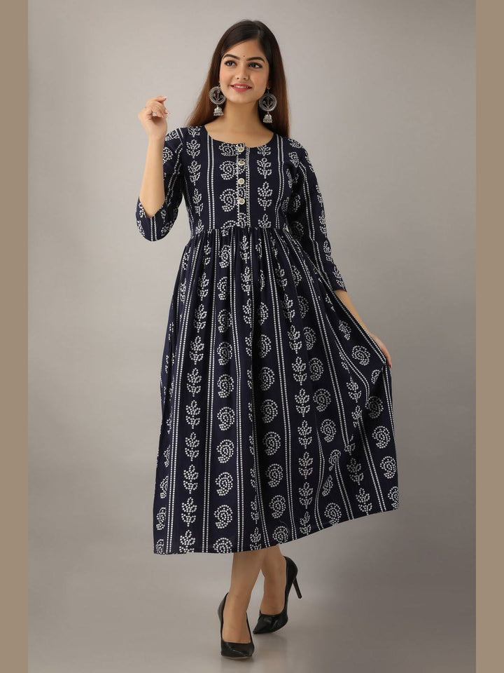 Women Cotton Printed Flared Kurta