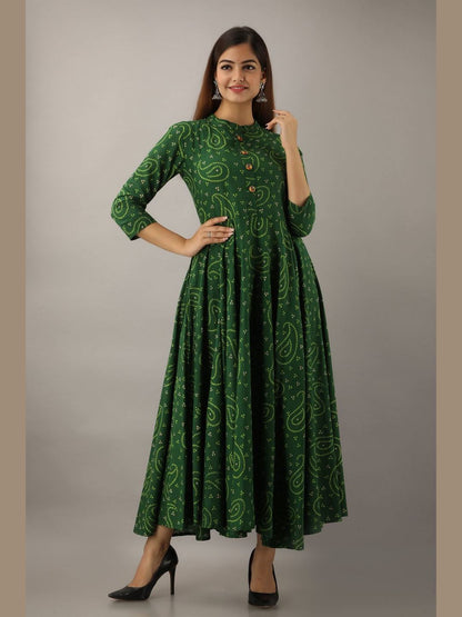 Women Cotton Printed Flared Kurta