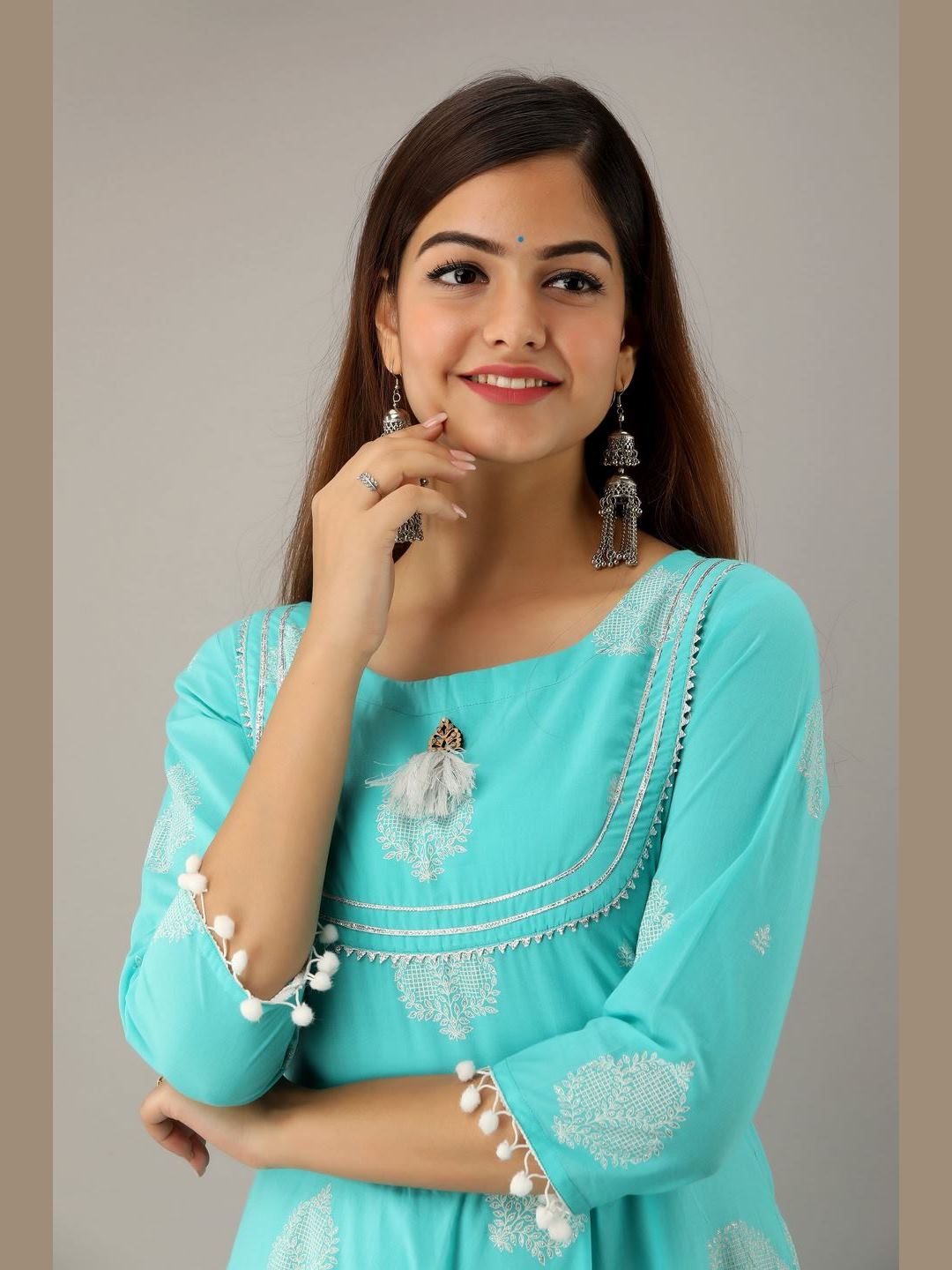 Women Cotton Printed Flared Kurta