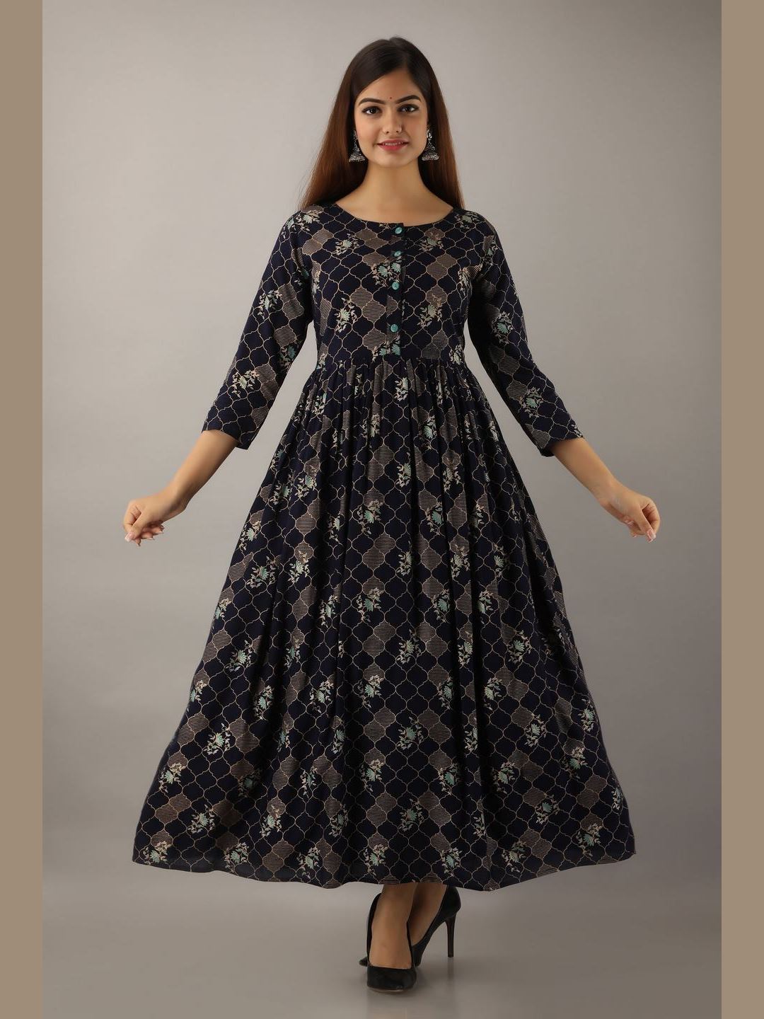 Women Rayon Printed Flared Kurta