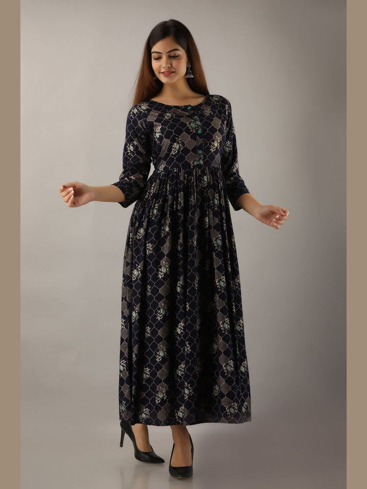 Women Rayon Printed Flared Kurta