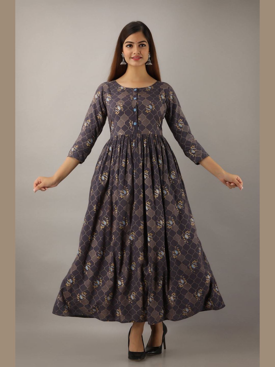 Women Rayon Printed Flared Kurta