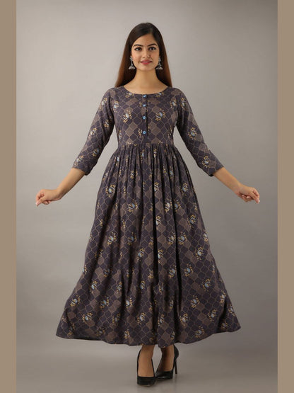 Women Rayon Printed Flared Kurta