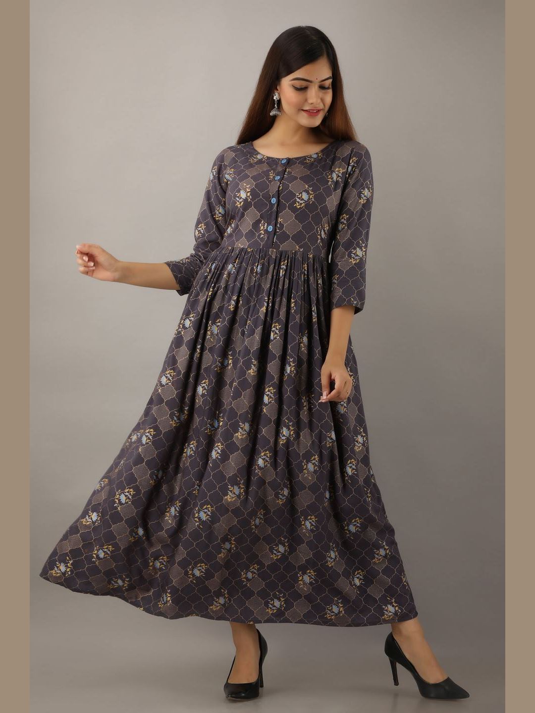 Women Rayon Printed Flared Kurta