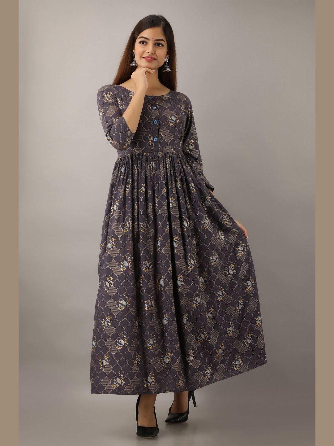 Women Rayon Printed Flared Kurta