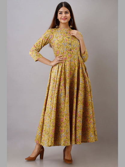 Women Cotton Printed Flared Kurta