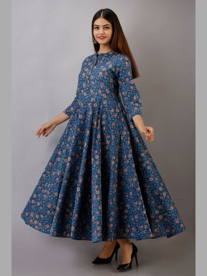 Women Cotton Printed Flared Kurta