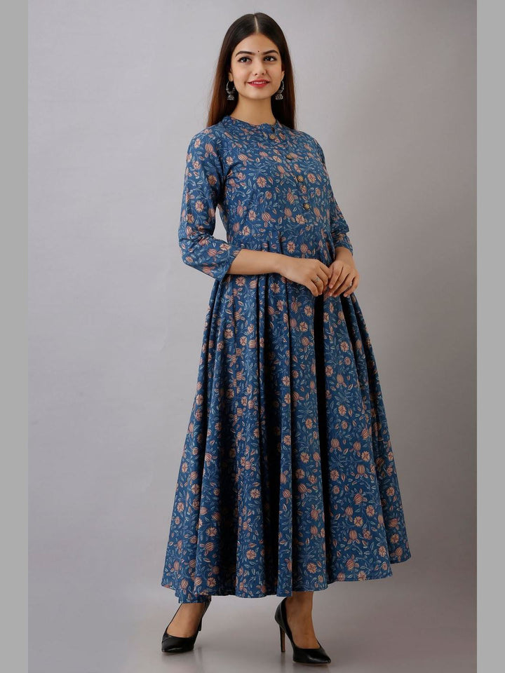 Women Cotton Printed Flared Kurta