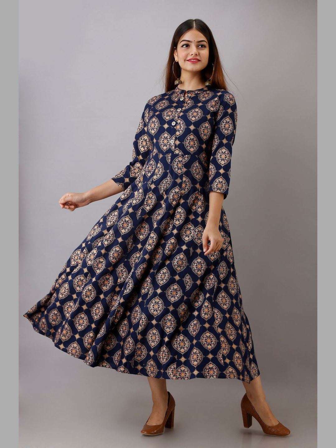Women Rayon Printed Flared Kurta
