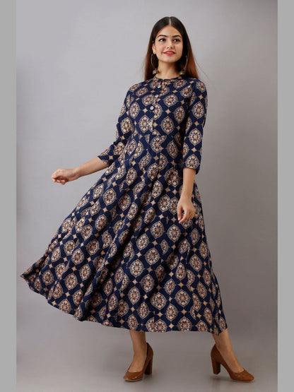 Women Rayon Printed Flared Kurta