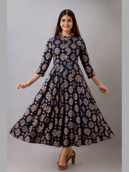 Women Rayon Printed Flared Kurta
