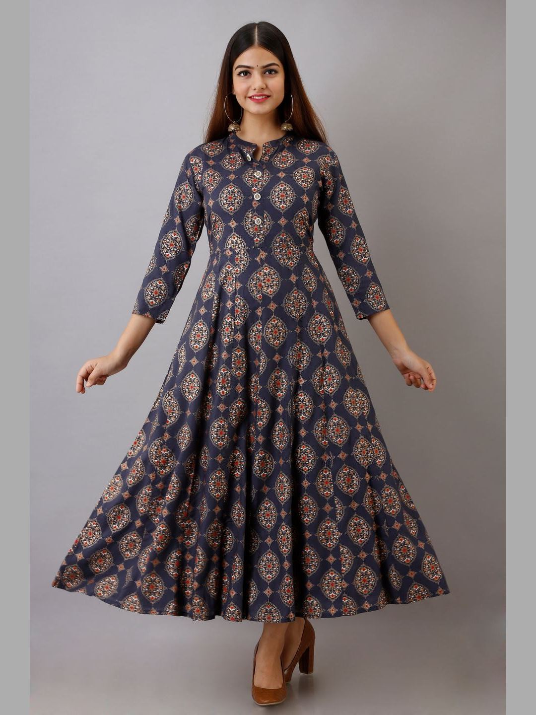 Women Rayon Printed Flared Kurta
