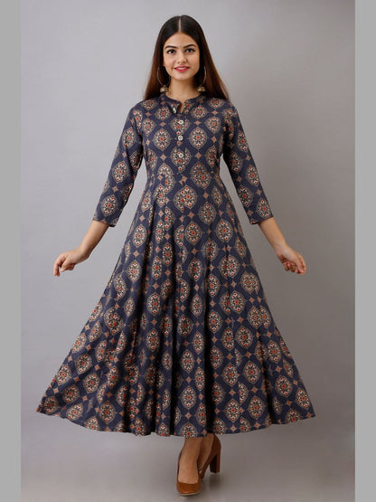 Women Rayon Printed Flared Kurta