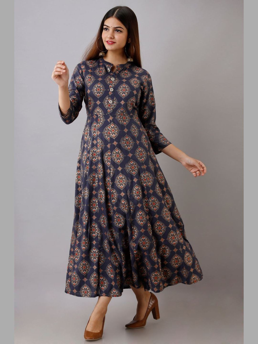 Women Rayon Printed Flared Kurta
