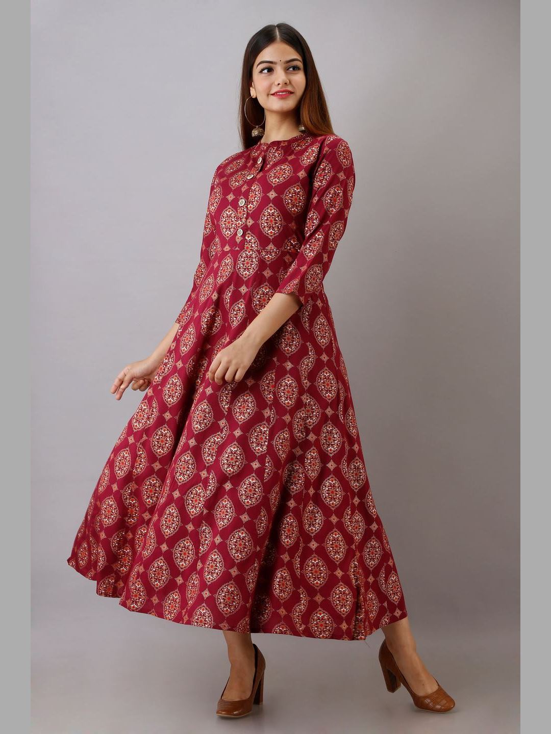 Women Rayon Printed Flared Kurta