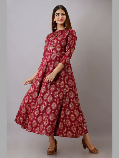 Women Rayon Printed Flared Kurta