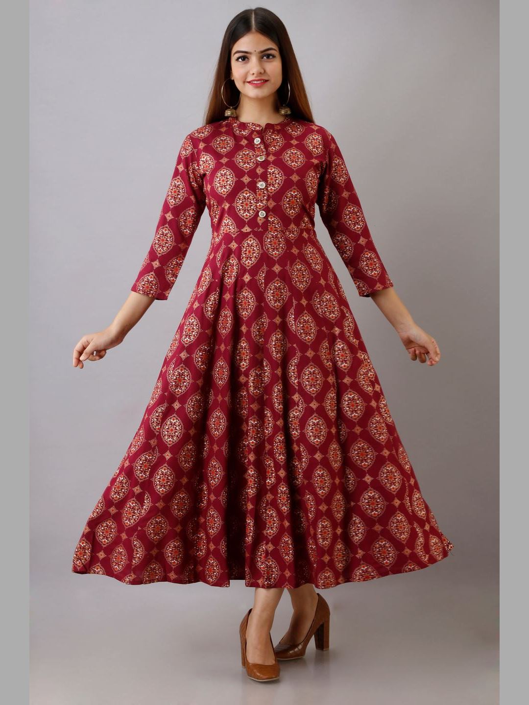 Women Rayon Printed Flared Kurta