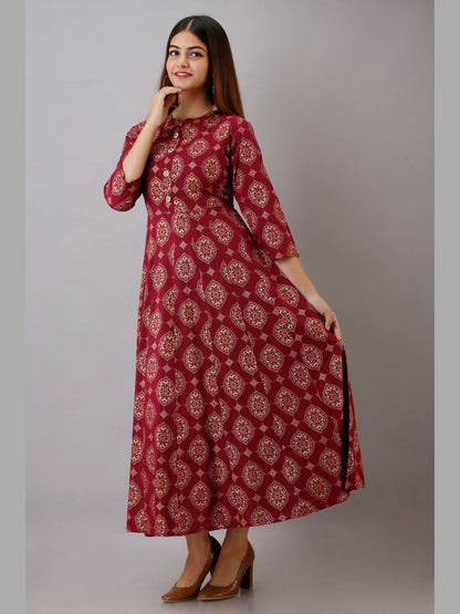 Women Rayon Printed Flared Kurta