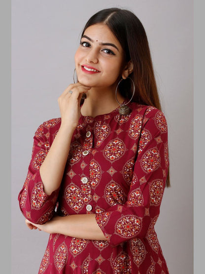 Women Rayon Printed Flared Kurta