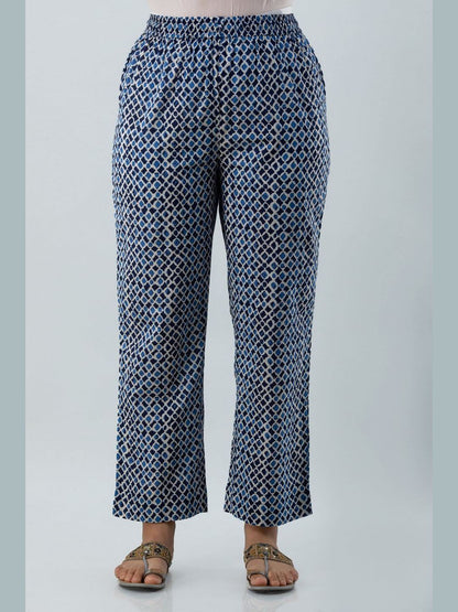 Printed Cotton Round Neck 3/4 Sleeve Straight Calf Length Kurta Set With Dupatta