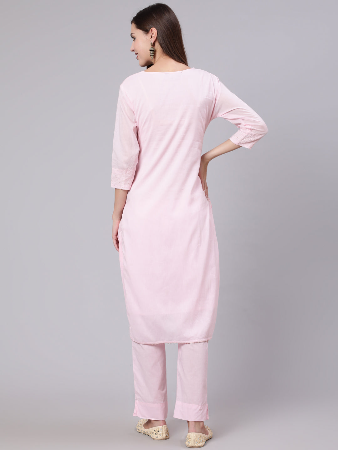 Rayon Calf Length Solid Straight 3/4 Sleeve Round Neck kurta Bottom