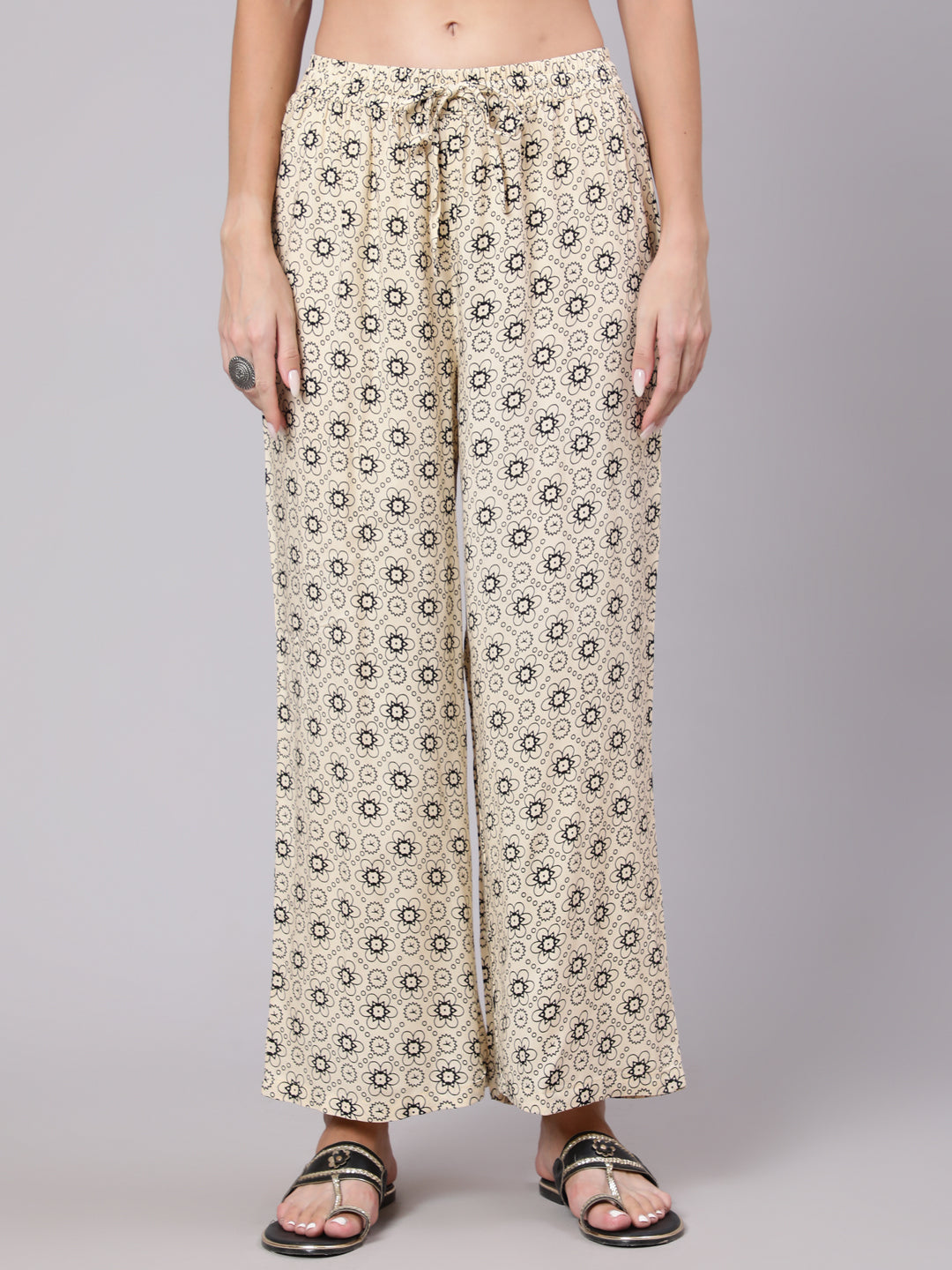 Rayon Calf Length Printed Flared 3/4 Sleeve Round Neck Kurta Bottom Dupatta Set