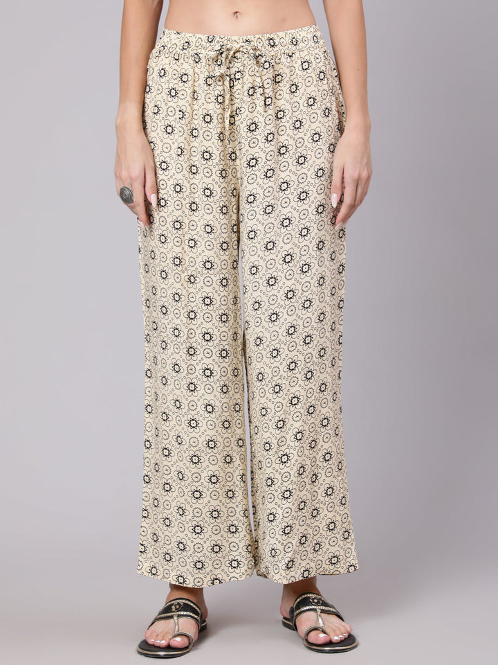 Rayon Calf Length Printed Flared 3/4 Sleeve Round Neck Kurta Bottom Dupatta Set