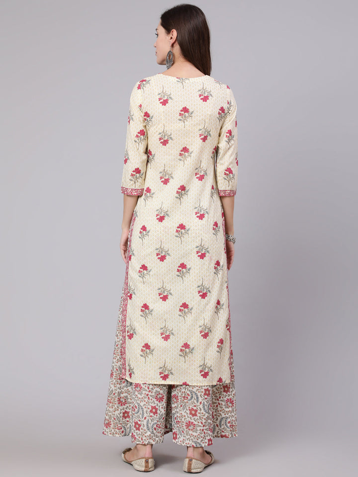 Rayon Calf Length Printed Straight 3/4 Sleeve Round Neck kurta Bottom