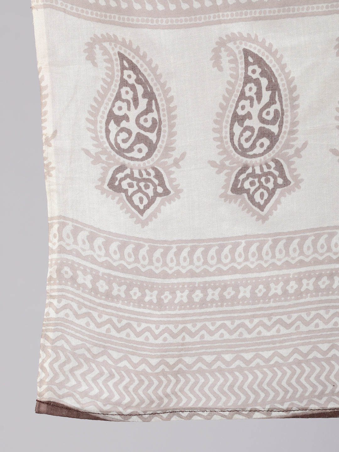 Cotton Calf Length Printed Flared 3/4 Sleeve Round Neck Kurta Bottom Dupatta Set