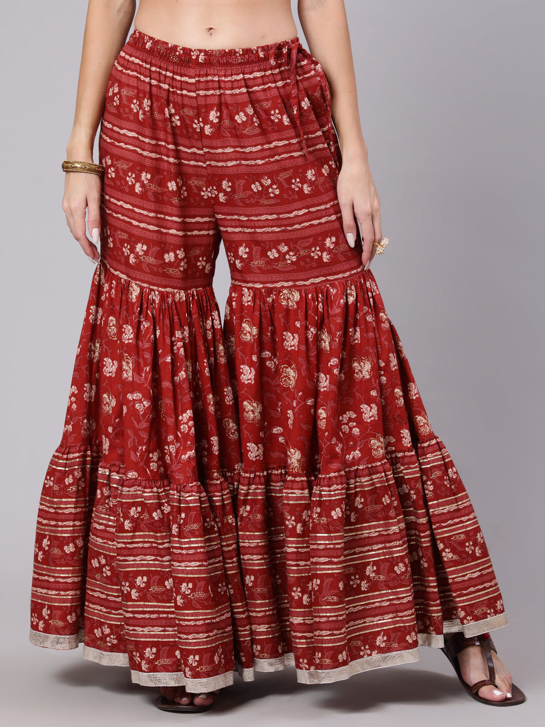 Cotton Calf Length Printed Straight 3/4 Sleeve Round Neck Kurta Bottom Dupatta Set