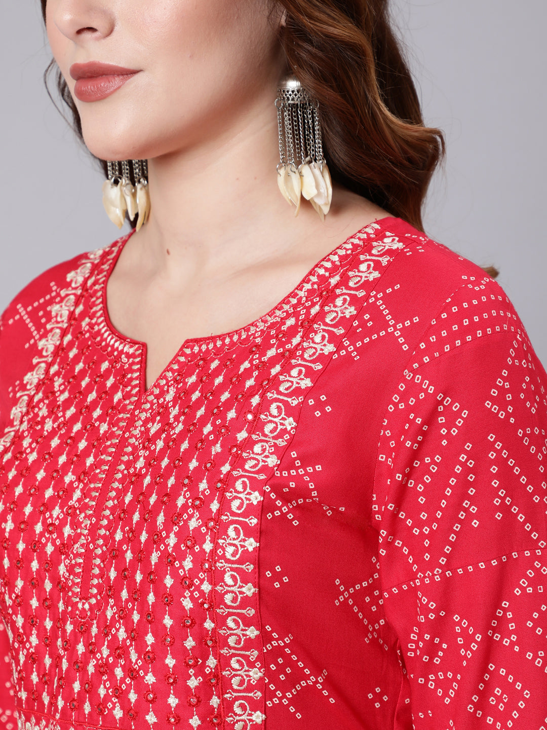 Rayon Calf Length Printed Semi Flared 3/4 Sleeve Round Neck Kurta Dupatta Pant Set