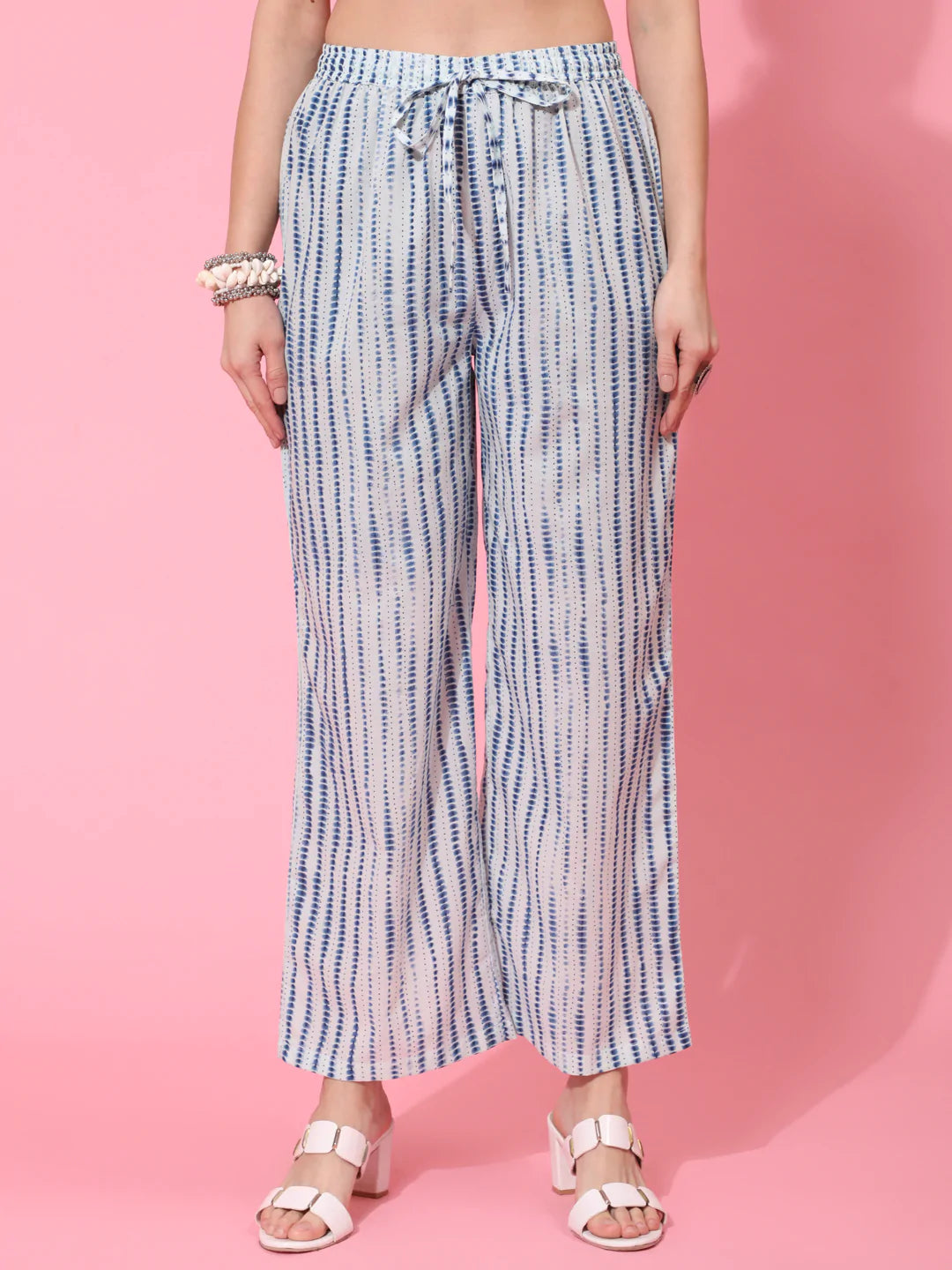 Cotton Calf Length Printed Semi Flared 3/4 Sleeve Collar Neck Kurta Bottom Dupatta Set