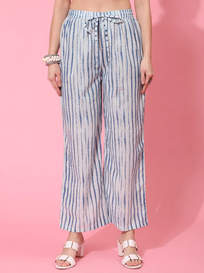 Cotton Calf Length Printed Semi Flared 3/4 Sleeve Collar Neck Kurta Bottom Dupatta Set