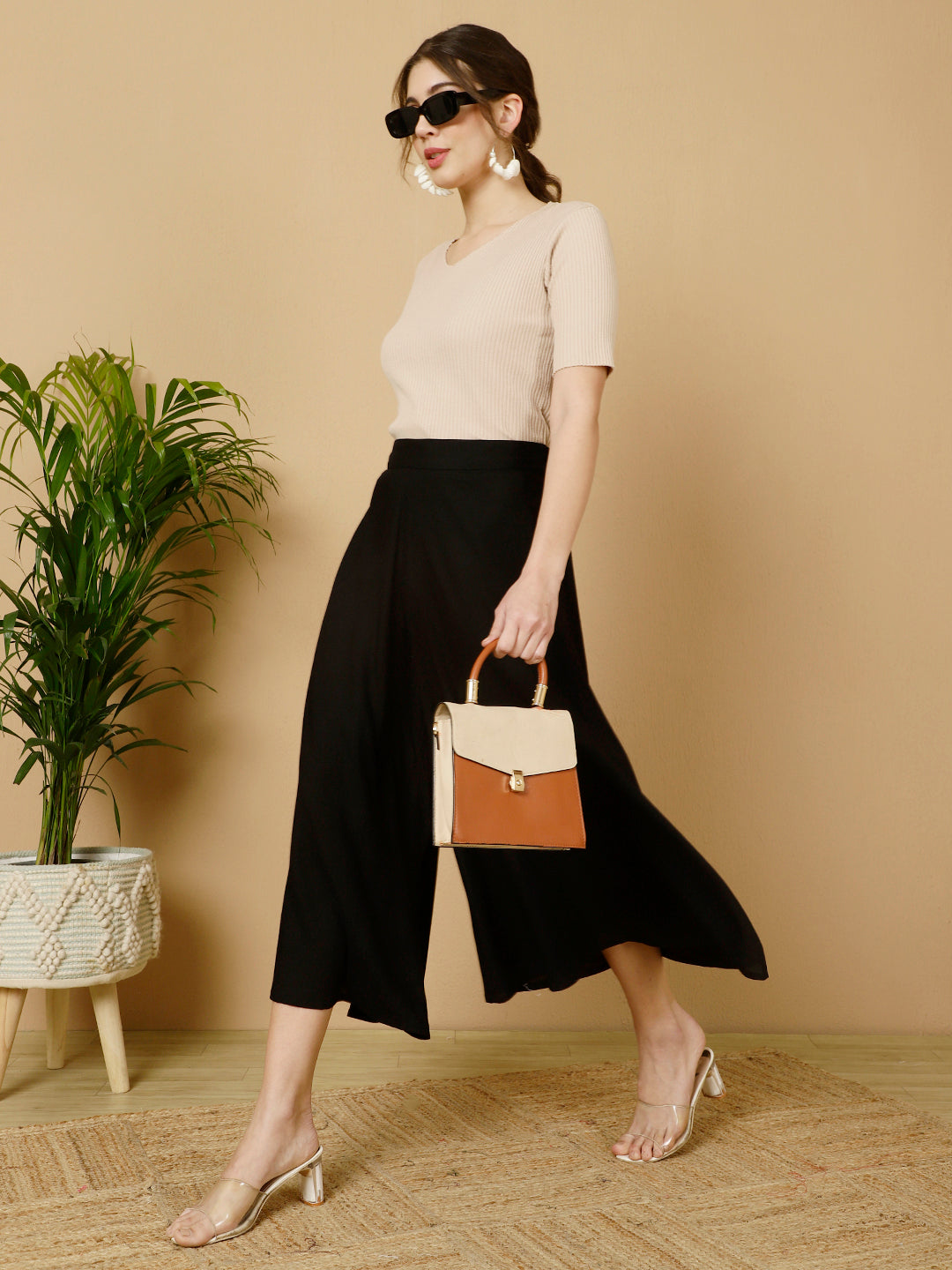 Rayon Solid Flared Palazzos